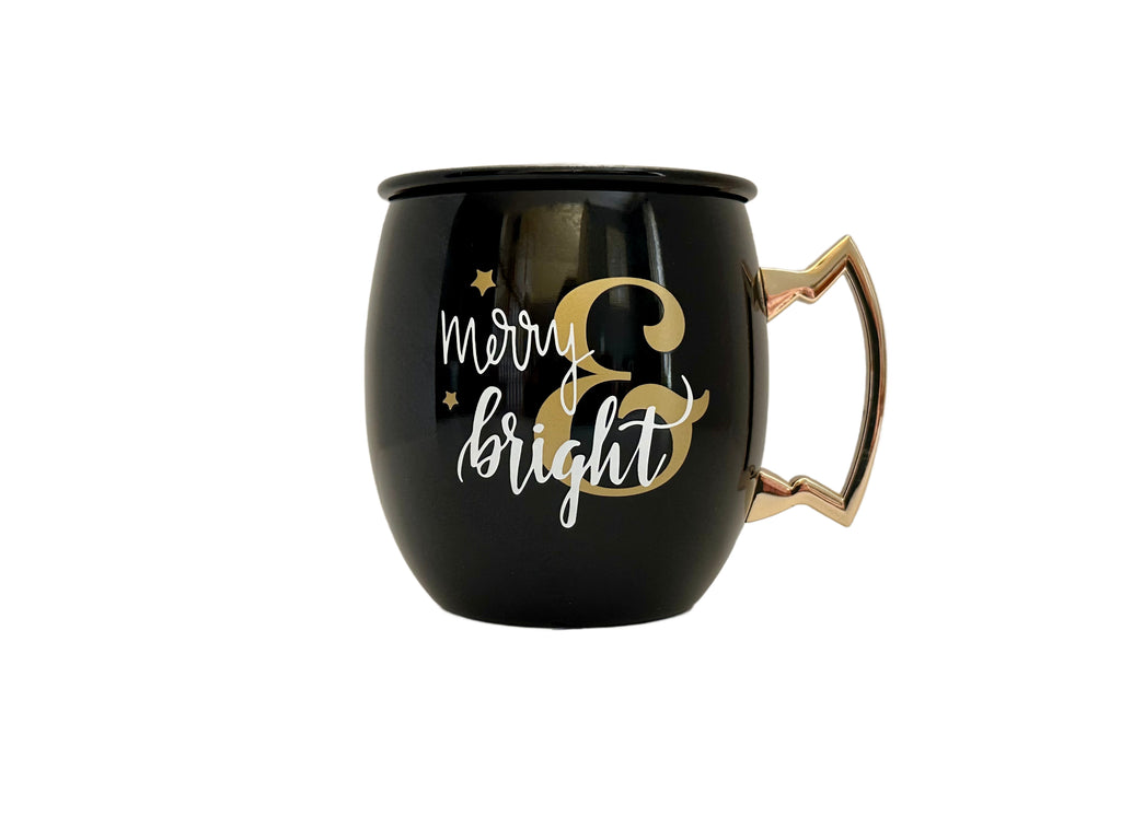 HOLIDAY MOSCOW MULE MUG CANDLE - BLACK - MERRY & BRIGHT