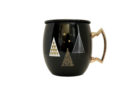 HOLIDAY MOSCOW MULE MUG CANDLE - BLACK - TREES