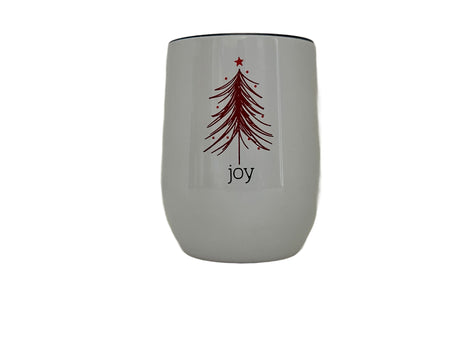 HOLIDAY WINE TUMBLER CANDLE - WHITE "JOY"