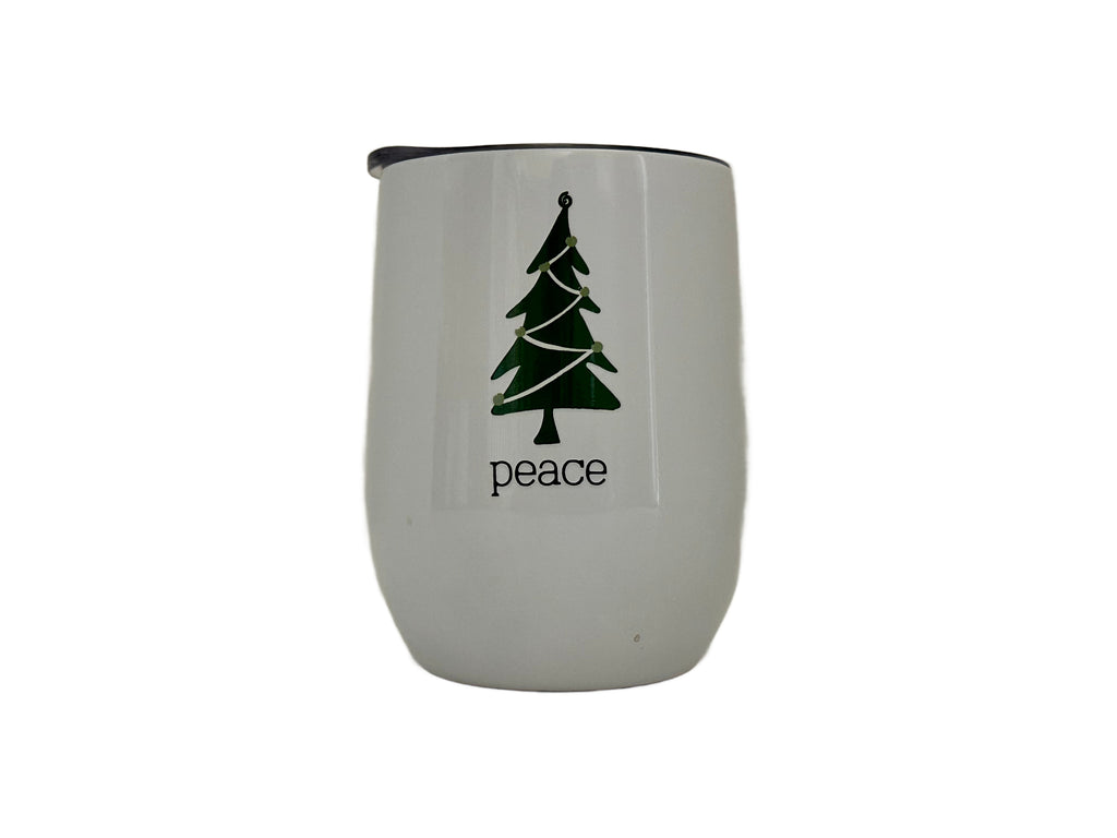 HOLIDAY WINE TUMBLER CANDLE - WHITE "PEACE"