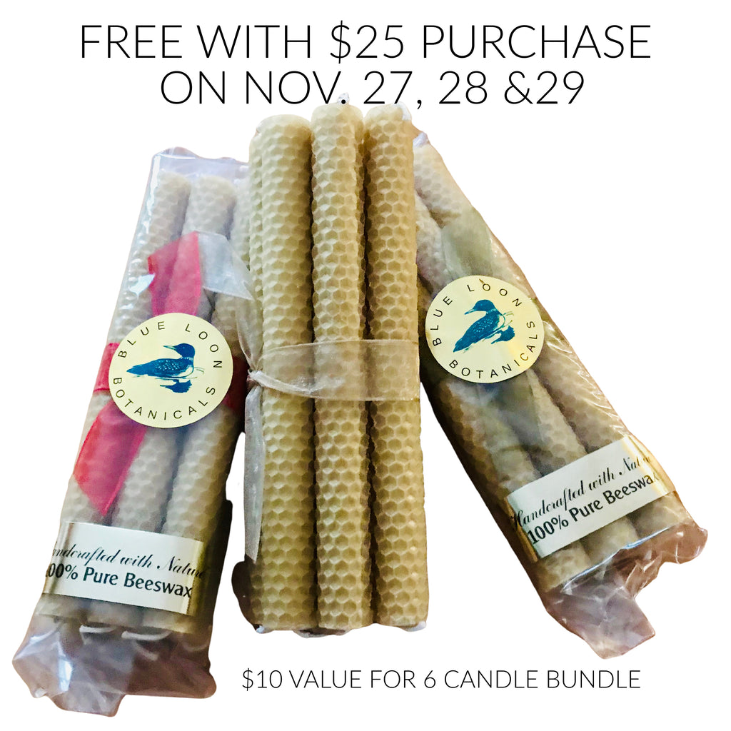UTILITY BUNDLE OF 6 NATURAL COLORED 100% BEESWAX CANDLES